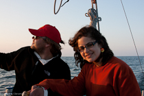 Martynas and Louisa at the helm, Nantucket Sound, Massachusetts, U.S.A.   Photo by R.Veitas-Limantas
